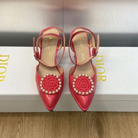 Dior Pearl Beading Flower Ankle Strap Slingbacks - Image 1