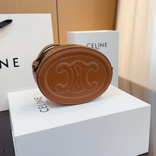Celine Cuir Triomphe Oval Leather Shoulder Bag Crossbody Bag
