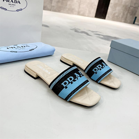 Prada Logo EmbroideryFashion Sandals Slide Sandal - Image 4