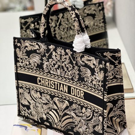Dior Book Tote Large Black and White Ornamental Cornely-Effect Embroidery - Image 5