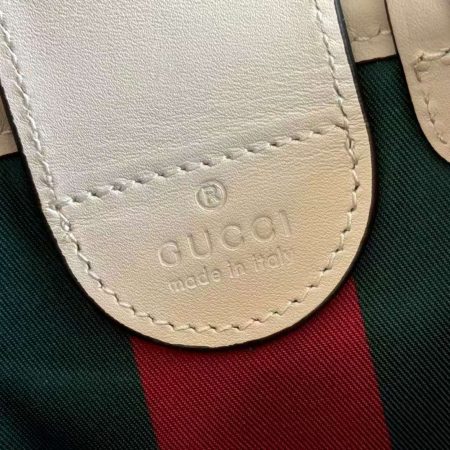 Gucci GG Emblem Mini Bag in Beige and White GG Fabric - Image 7
