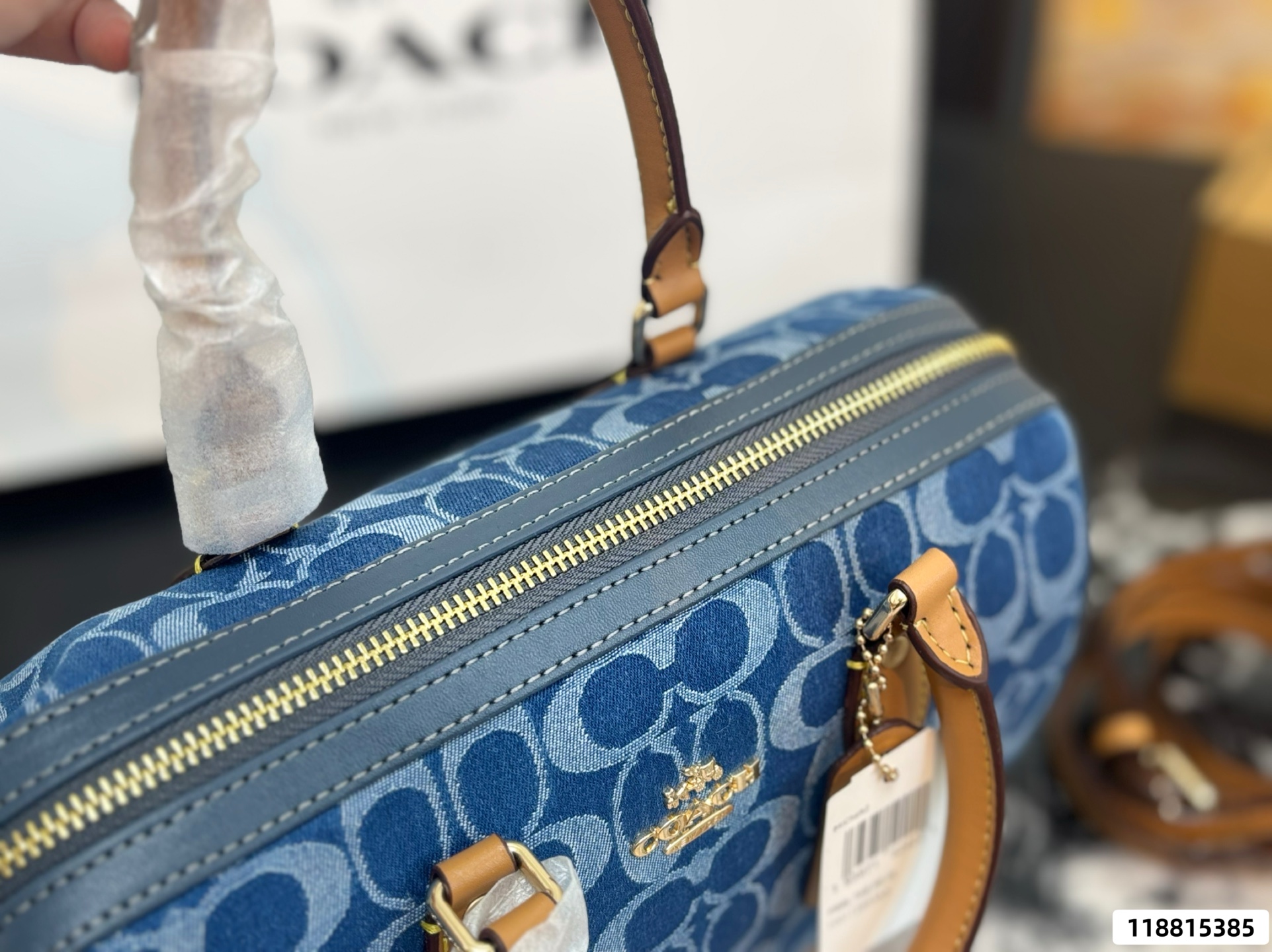 Coach Denim Mini Boston Bag - Image 4