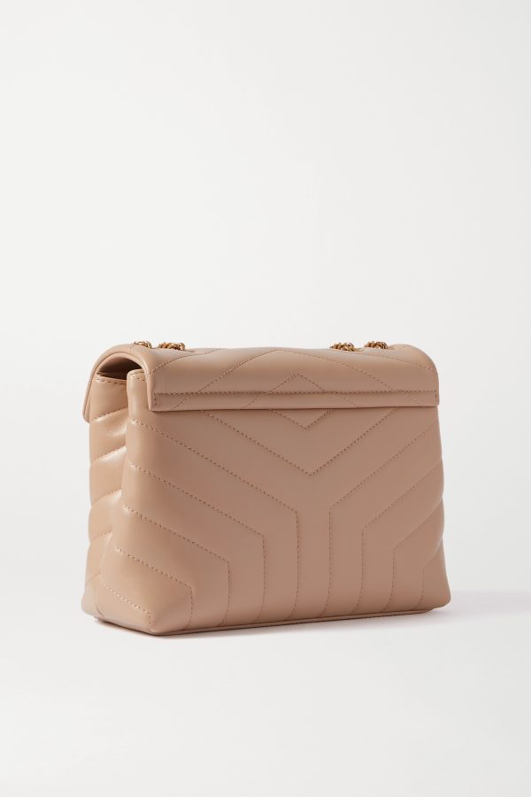 SAINT LAURENT Loulou small quilted leather shoulder bag beige
