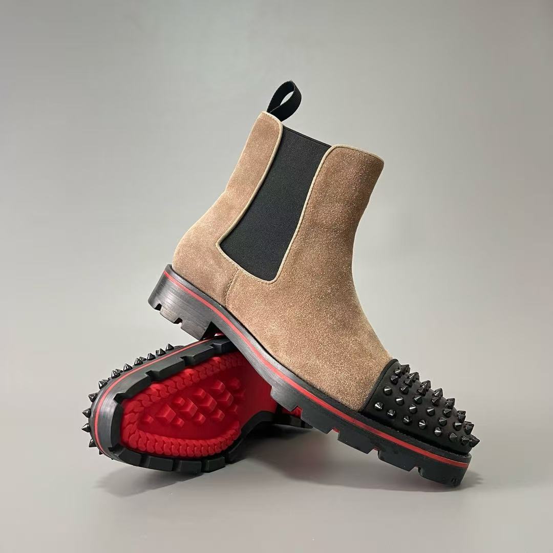Christian Louboutin Suede Boots with Rivets - Image 7