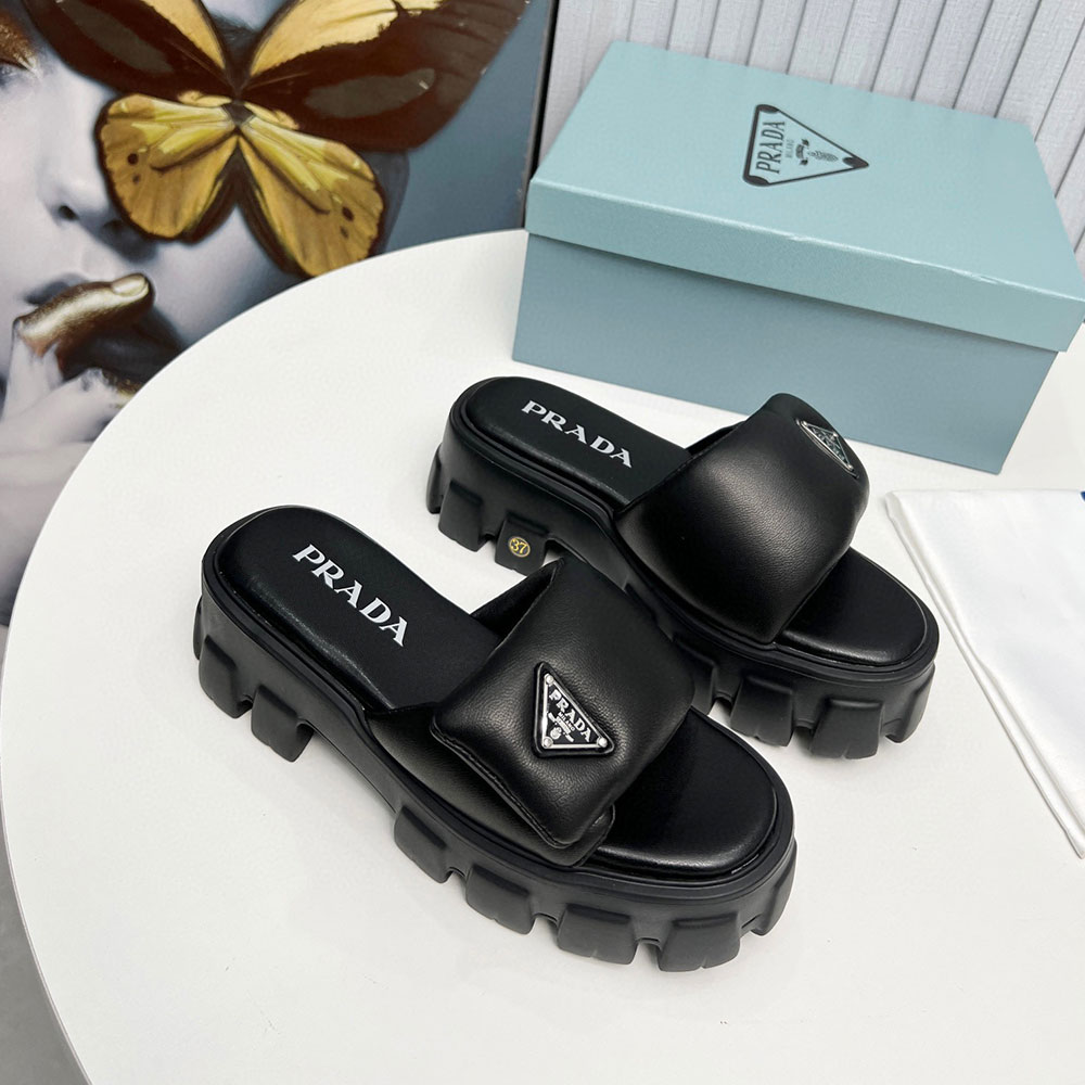 Prada Leather Platform Sandals Slide Sandal - Image 3