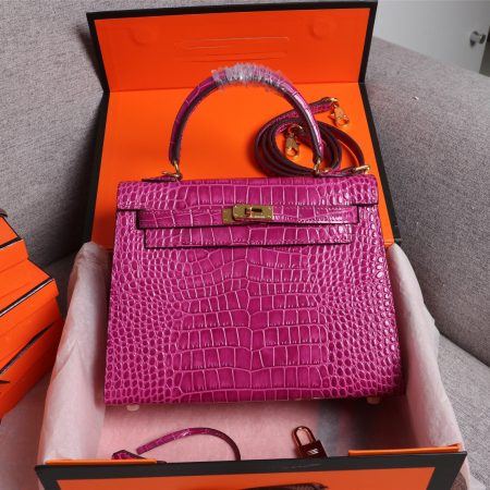 Hermes Kelly Gold Buckle Bag-Crocodile - Image 14