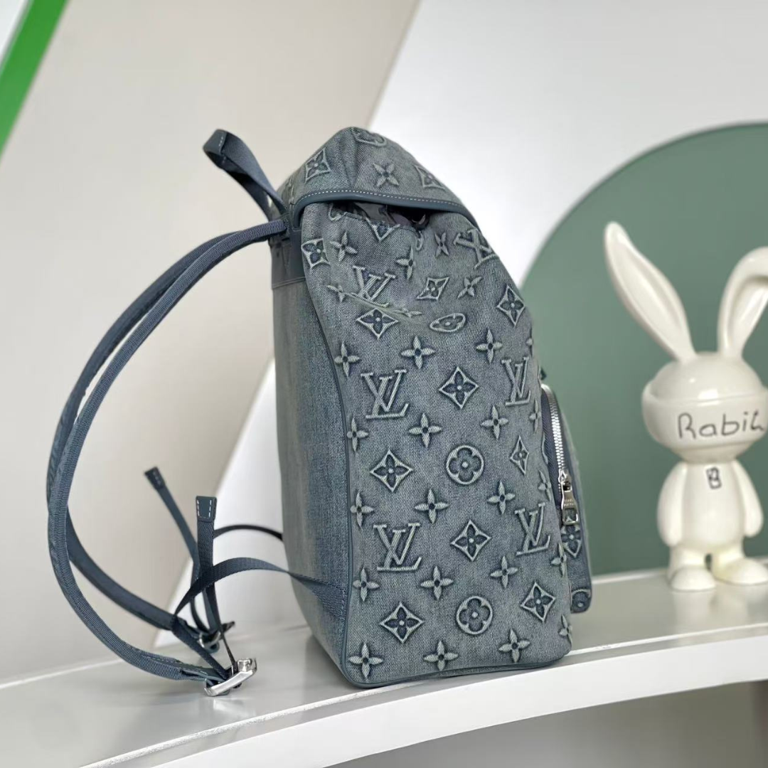 LV Montsouris Monogram Denim Backpack Mirror Version 10A - Image 2