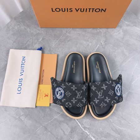 LV Pool Pillow Denim Flat Comfort Mules - Image 2