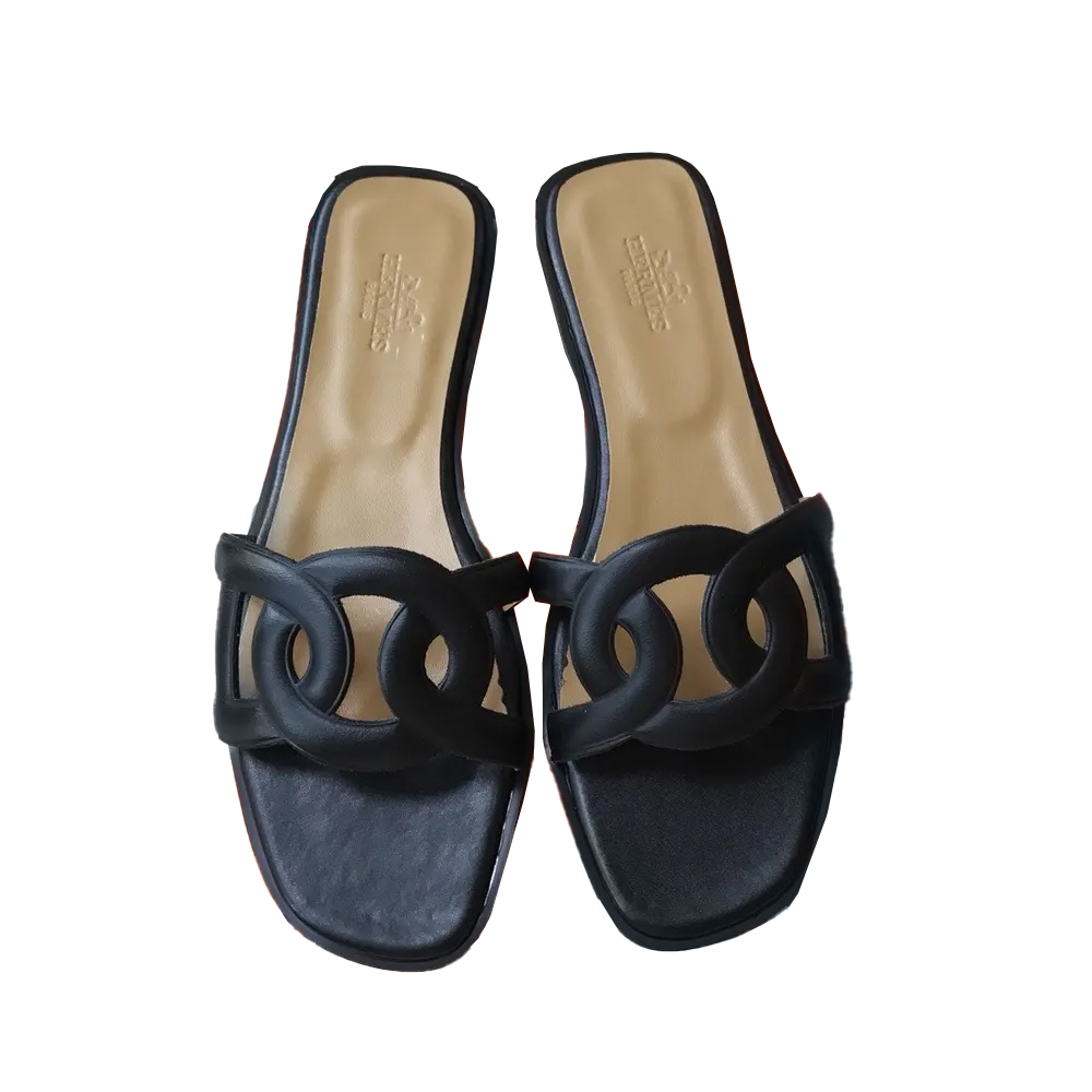 Hermes Aloha  Leather flat Sandals Slide - Image 1