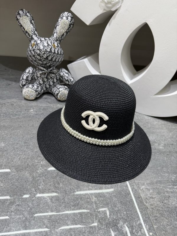 Chanel Pearl-Adorned Straw Hat