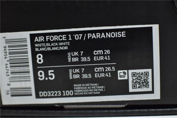 PEACEMINUSONE Nike Air Force 1 White Black DD3223-100