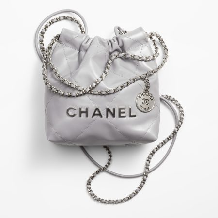 CHANEL 22 MINI HANDBAG Calfskin & Silver Metal Grey
