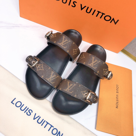 LV Bom Dia Leather Slide Sandals - Image 3