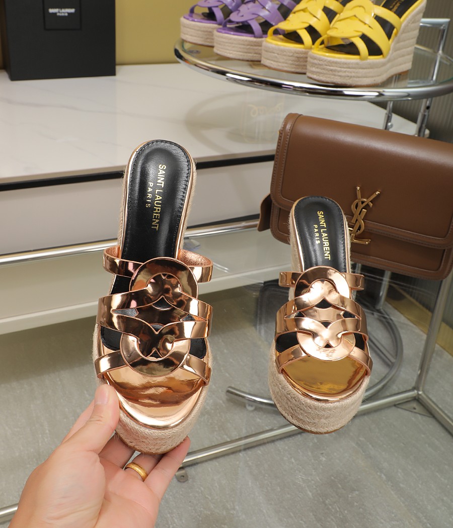 YSL Espadrille Wedge Sandals - Image 3