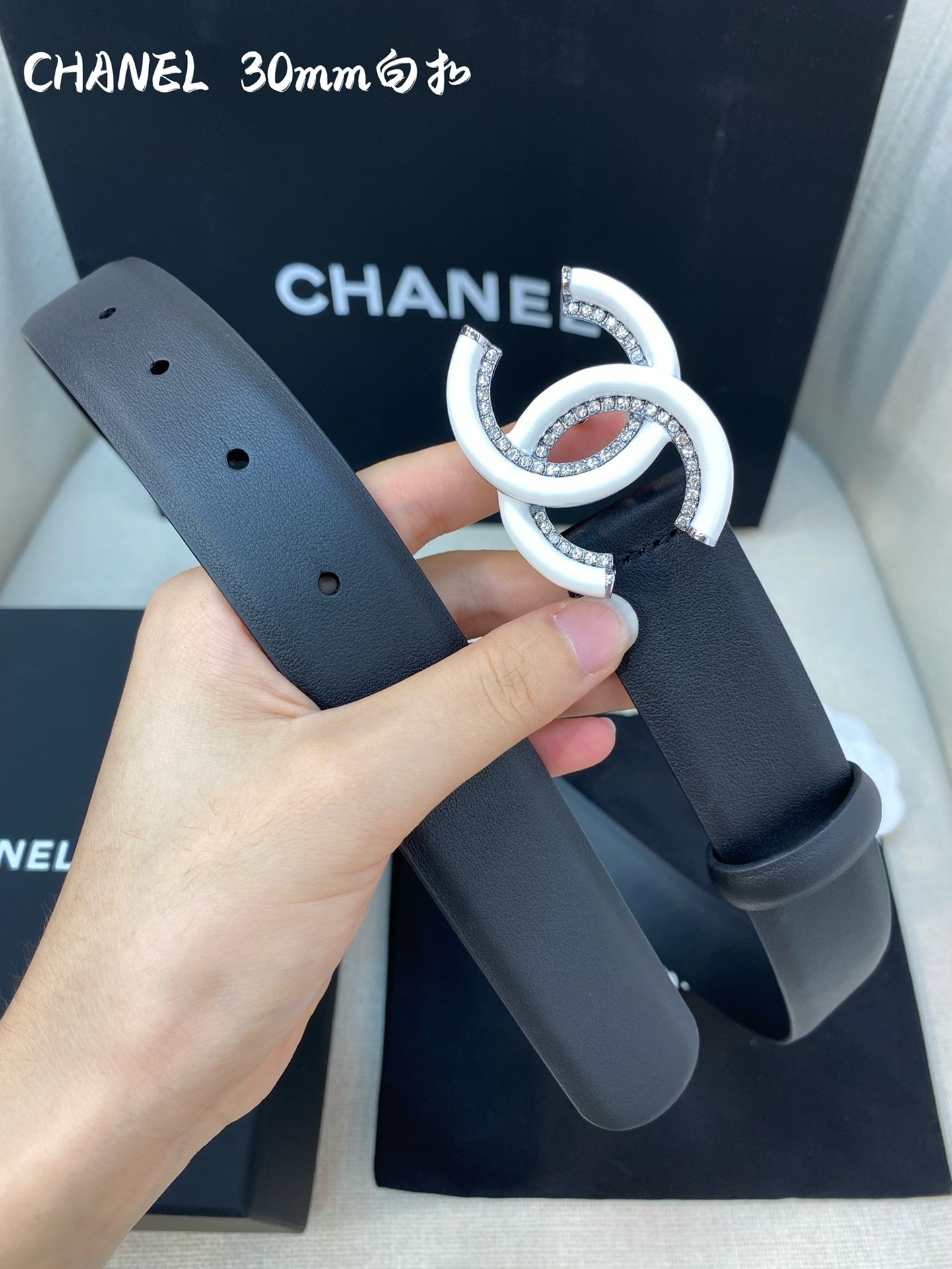 Chanel Belt With Double C Buckle Black Women Belt 30MM - Image 5