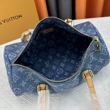 LV Papillon Denim Speedy Bandouliere Bag - Image 6