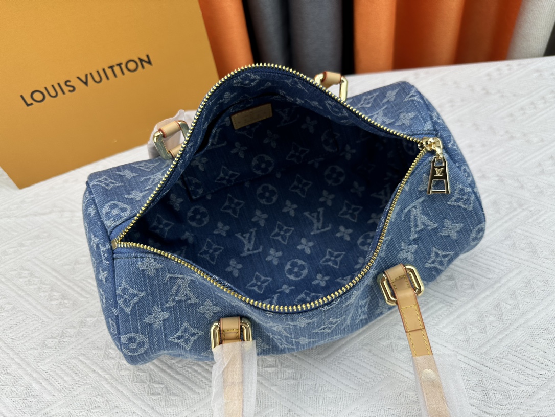 LV Papillon Denim Speedy Bandouliere Bag - Image 6