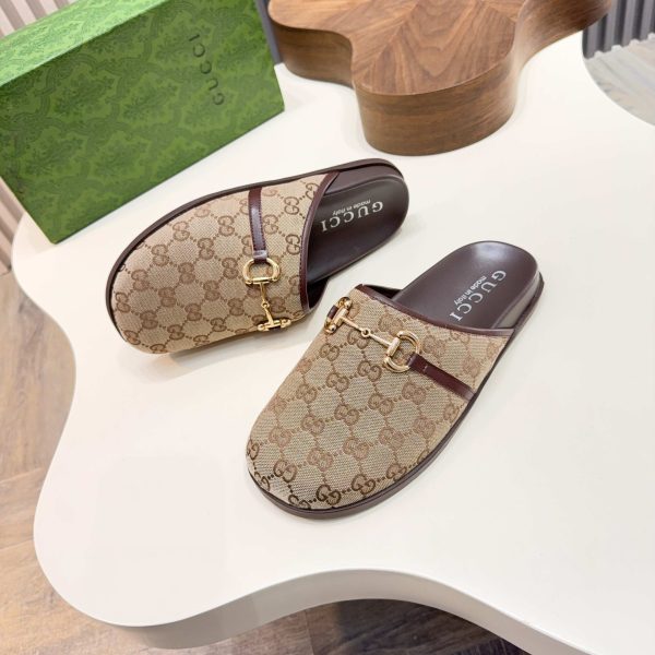 Gucci Horsebit GG Canvas Men Mules