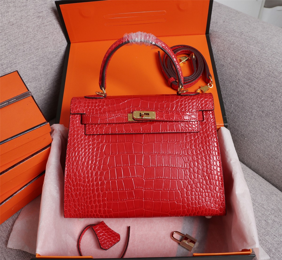 Hermes Kelly Gold Buckle Bag-Crocodile - Image 22