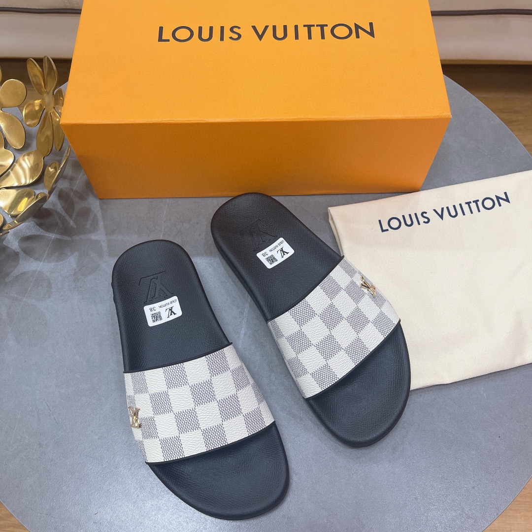 LV Rubber Fashion Plaid Flip-flops Slide Sandal - Image 5