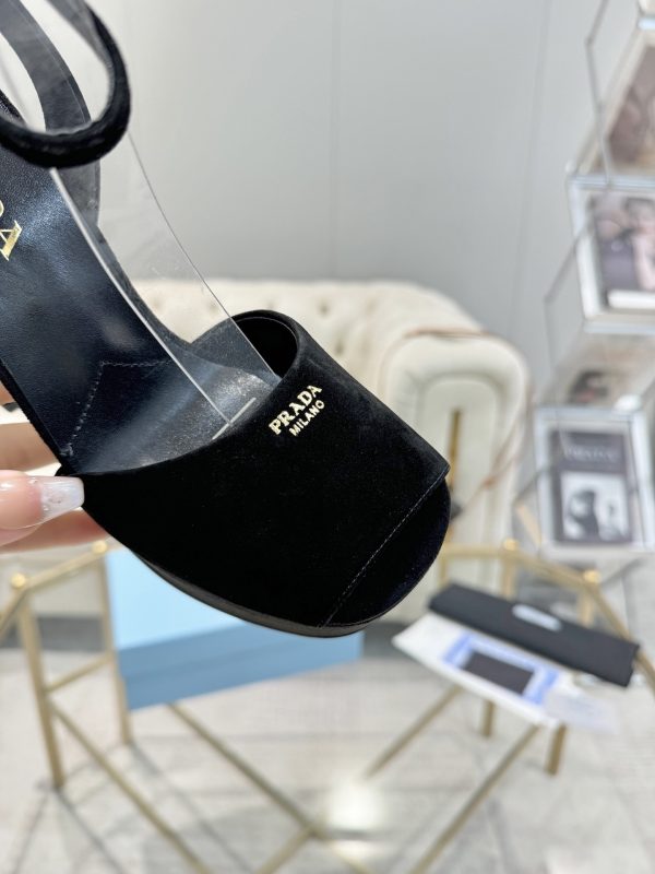 Prada Buckle Square-Heel Sandals