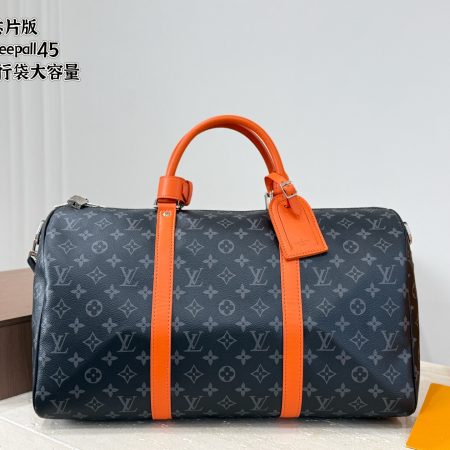 LV Keepall Bandoulière 45 Monogram Eclipse Sunrise Orange Bag
