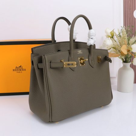Hermès Etain Togo Birkin 25 Gold Hardware Bag - 10A Mirror Version - Image 2