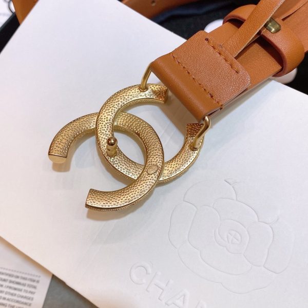 Chanel Brown Belt With Double C Buckle Gold-Toned and Strass Metal Women Belt 30MM
