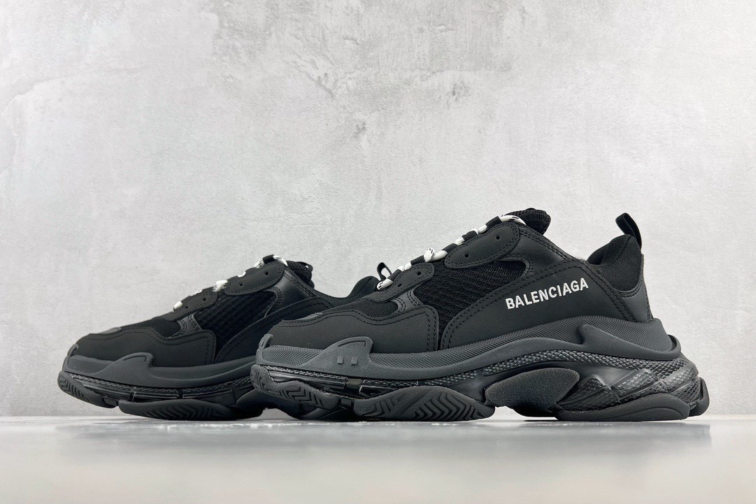 Balenciaga Triple S Clear Sole Sneakers Black Mirror Version 10A - Image 10