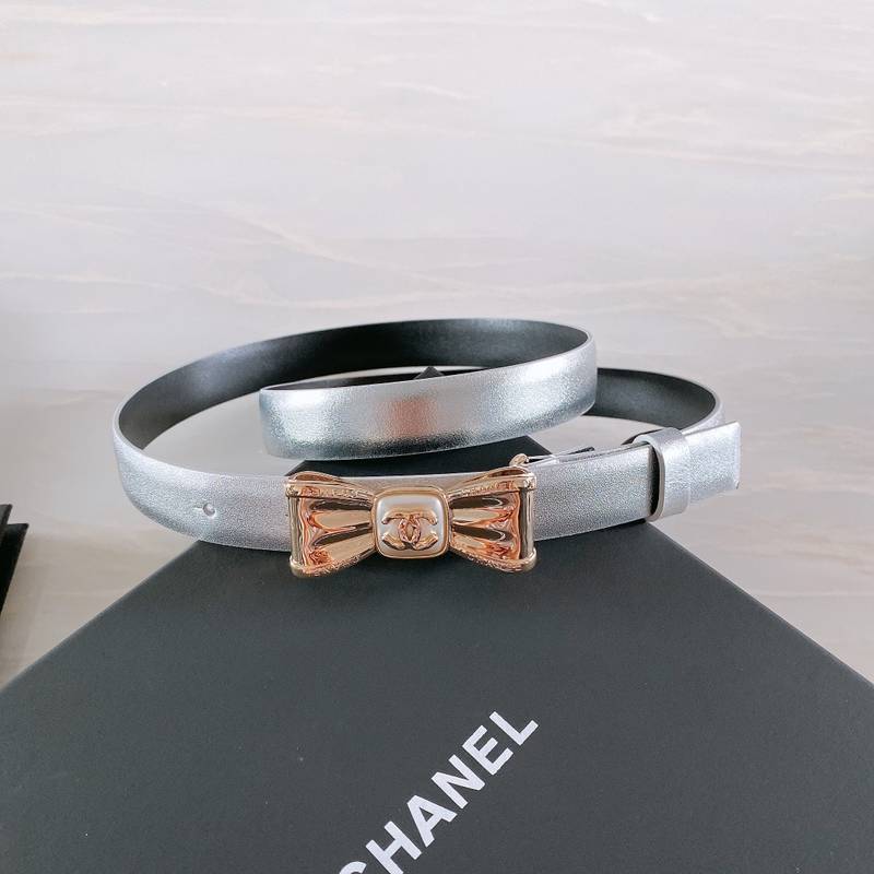Chanel Belt With Ribbon Buckle Silver Women Belt 30MM - Image 1