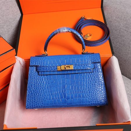 Hermes Kelly Gold Buckle Bag-Crocodile - Image 10