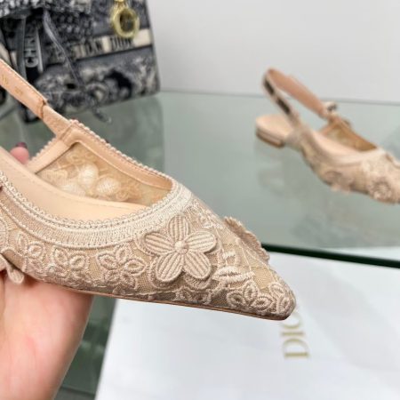 Dior Embroidered Sandals Slingback Flat Mules Pump Pink - Image 3