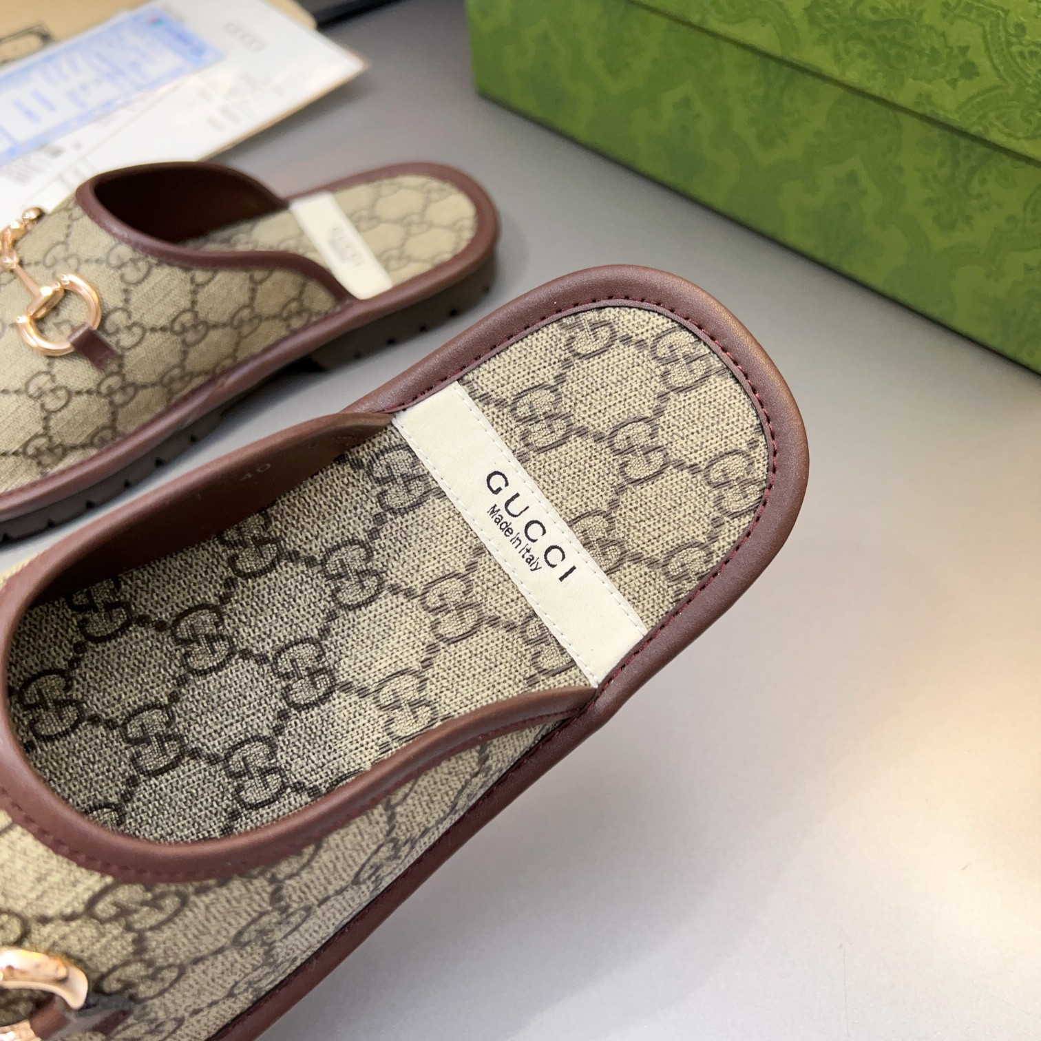 Gucci Monogram Horsebit Men Flat Mules - Image 7