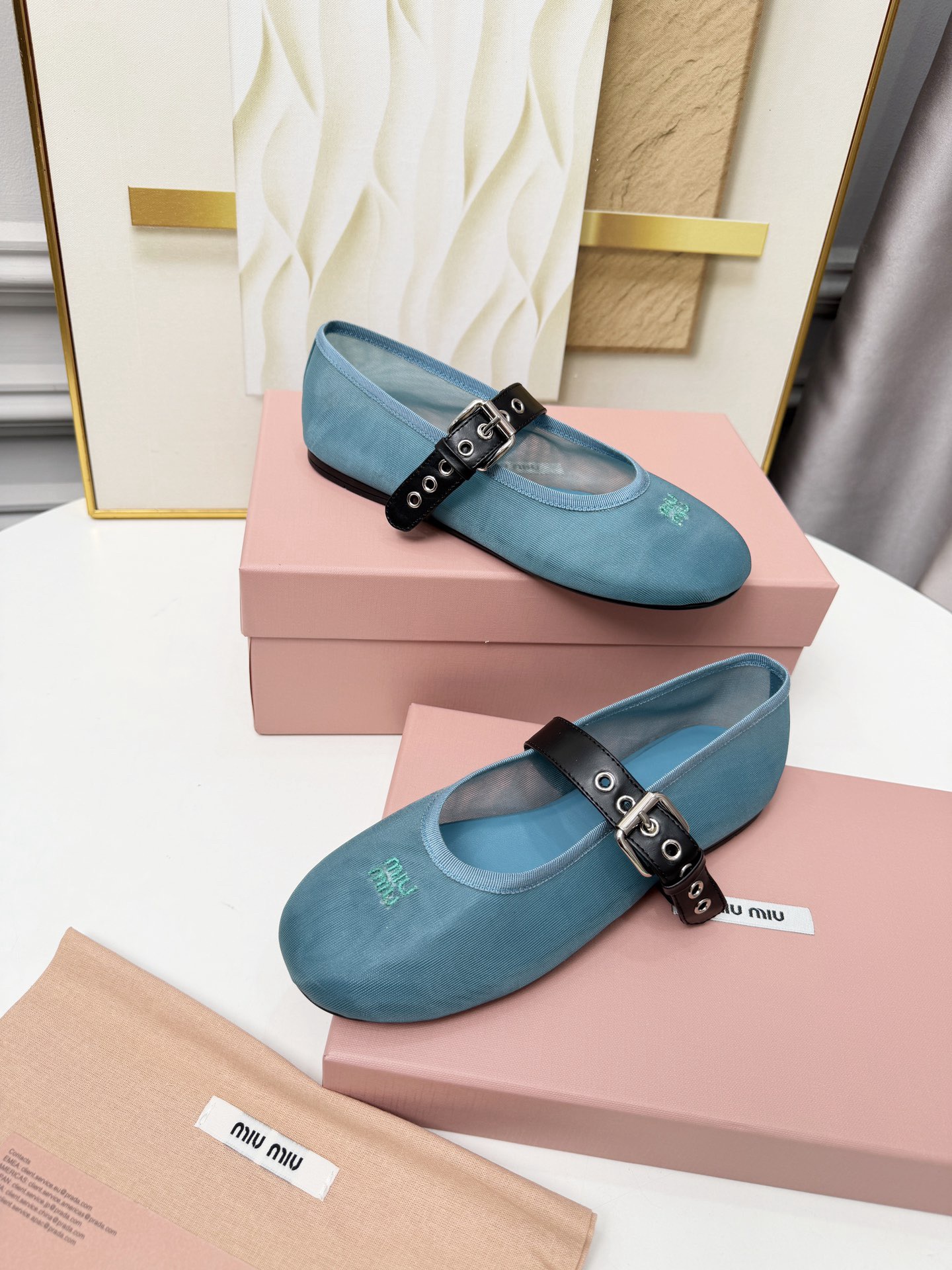 MIU MIU Anise Mesh Fabric Ballerinas - Image 6