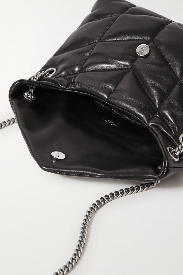 SAINT LAURENT Loulou Puffer small quilted leather shoulder bag black