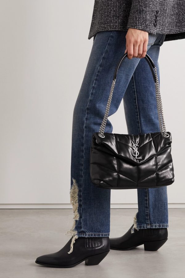 SAINT LAURENT Loulou Puffer small quilted leather shoulder bag black
