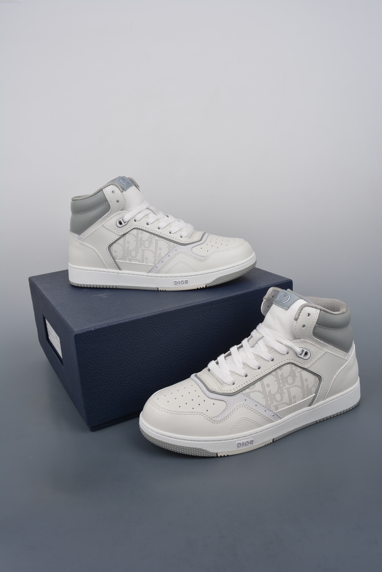 Dior B27 Sneakers High-Top White Gray (AAA High Quality Version) - Image 2