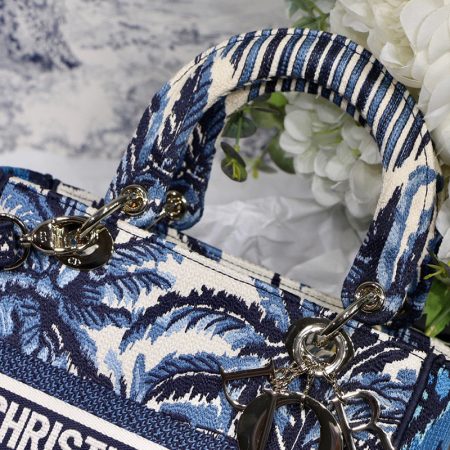 Dior The LADY D-LITE Bag Blue Dior Palms Embroidery M0565OREU_M928 - Image 3