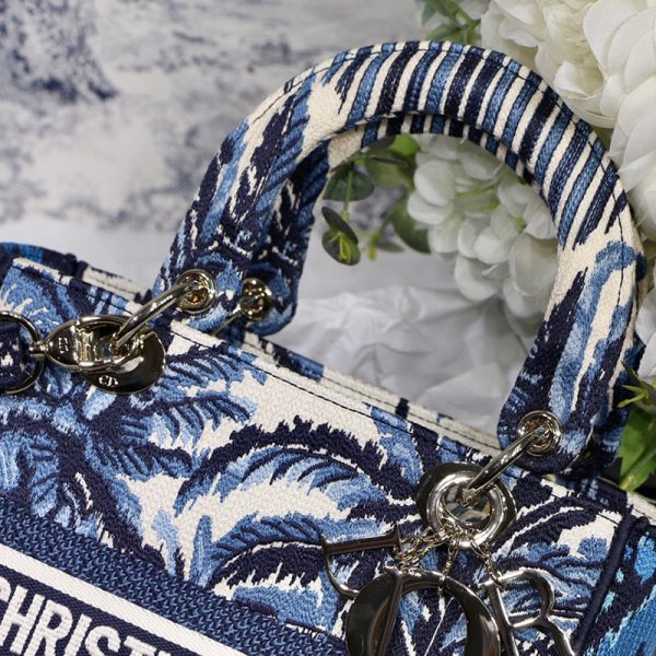 Dior The LADY D-LITE Bag Blue Dior Palms Embroidery M0565OREU_M928