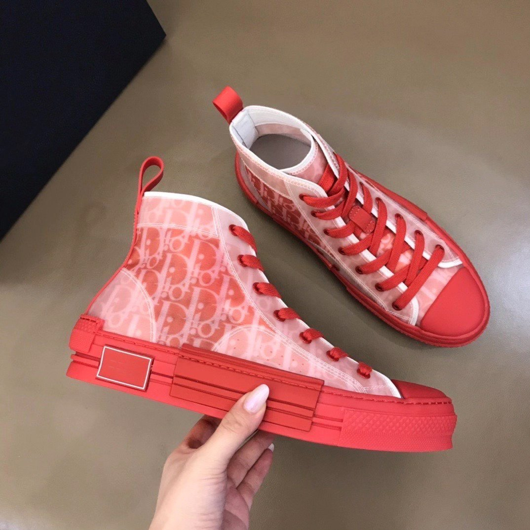 Dior B23 Red High-top Canvas Shoes - Image 1