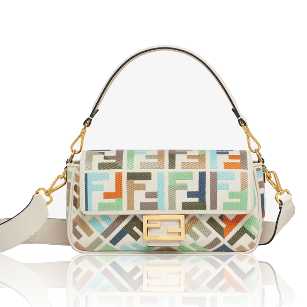 FENDI Baguette Multicolor canvas bag with FF embroidery - Image 1