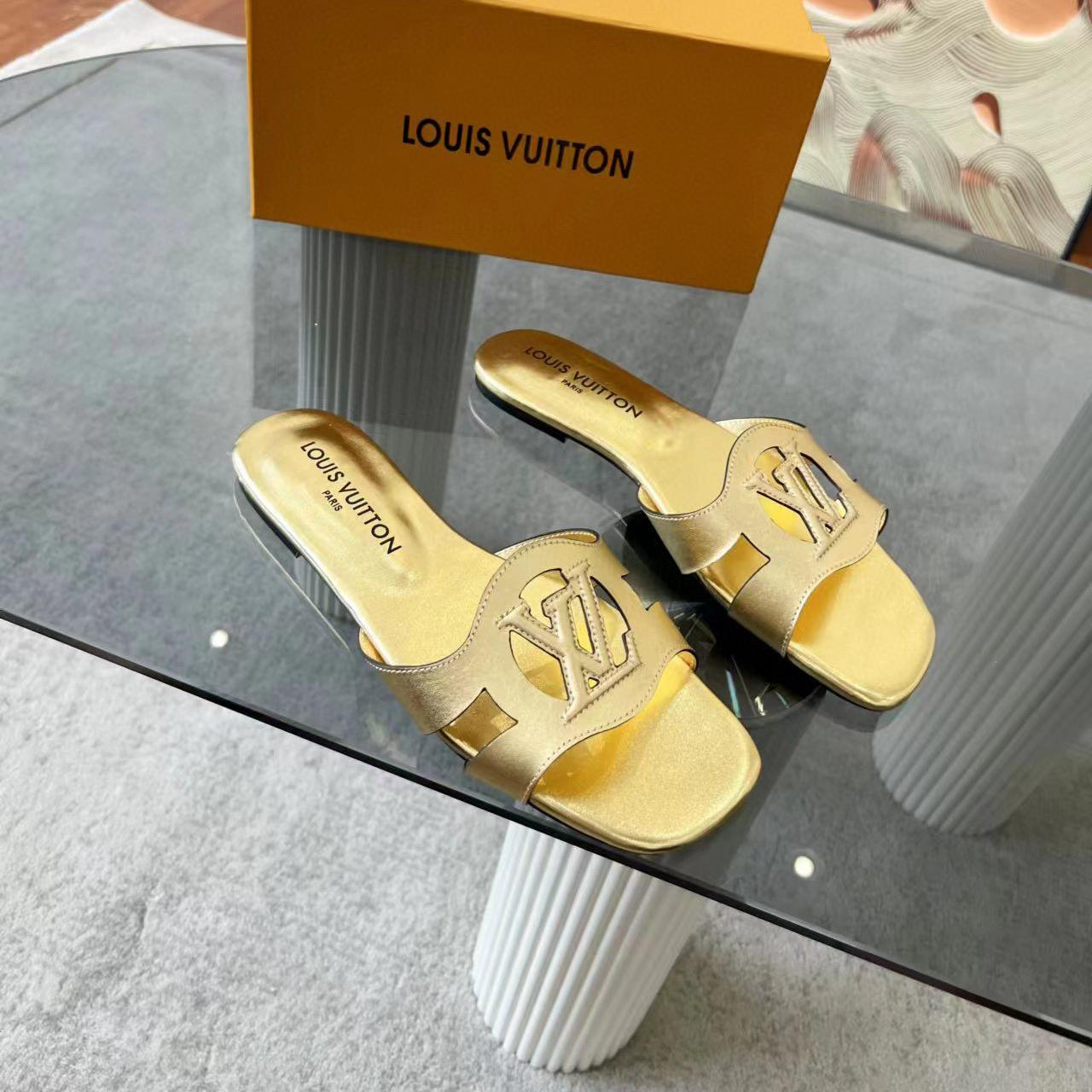 LV Lsola Leather Flat Aandals Slide Sandal - Image 10