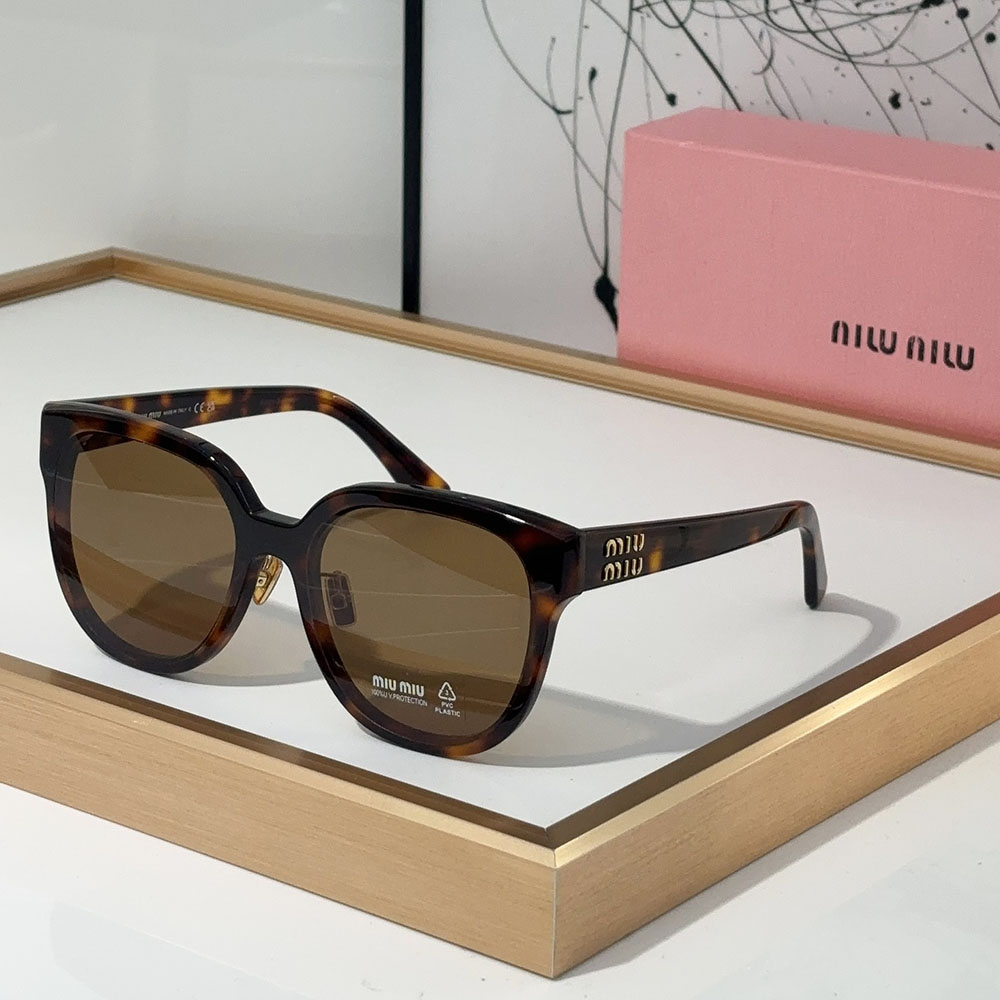 MIU MIU  Mirror leg logo irregular shaped Sunglasses Top quality - Image 3