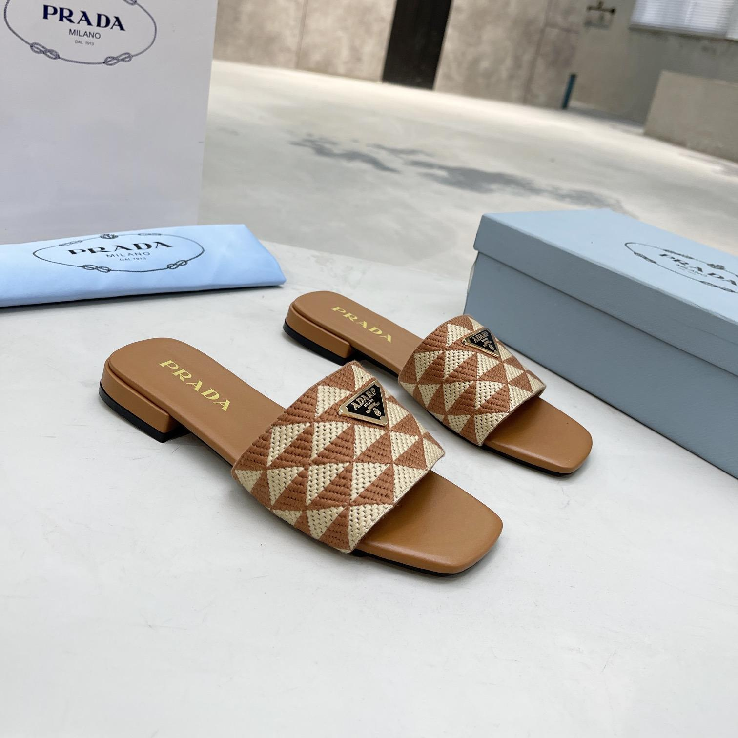 Prada Fabric Flat Bottom Slide Sandal - Image 4