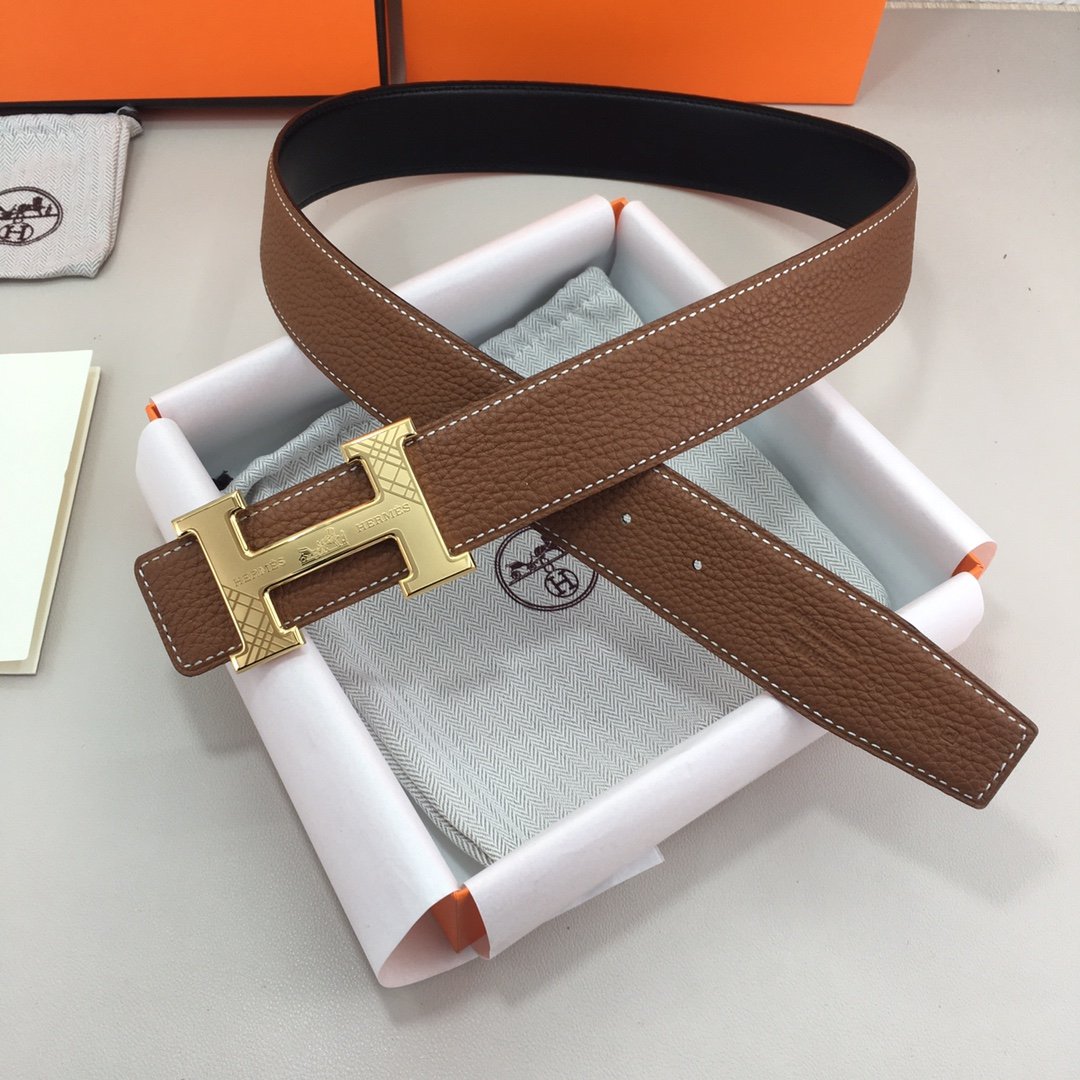 Hermes H Belt Buckle & Reversible Brown For Women, Women Belt 380MM - Image 1