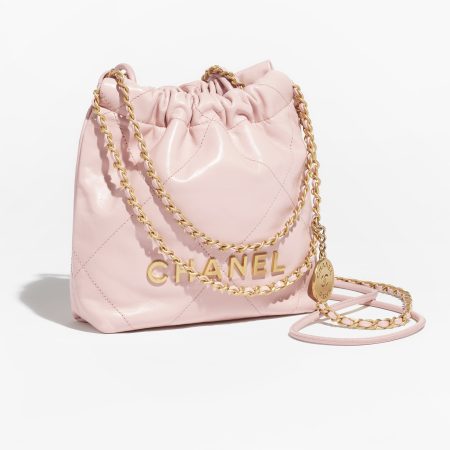 CHANEL 22 MINI HANDBAG Shiny Calfskin & Gold-Tone Metal Light Pink - Image 2