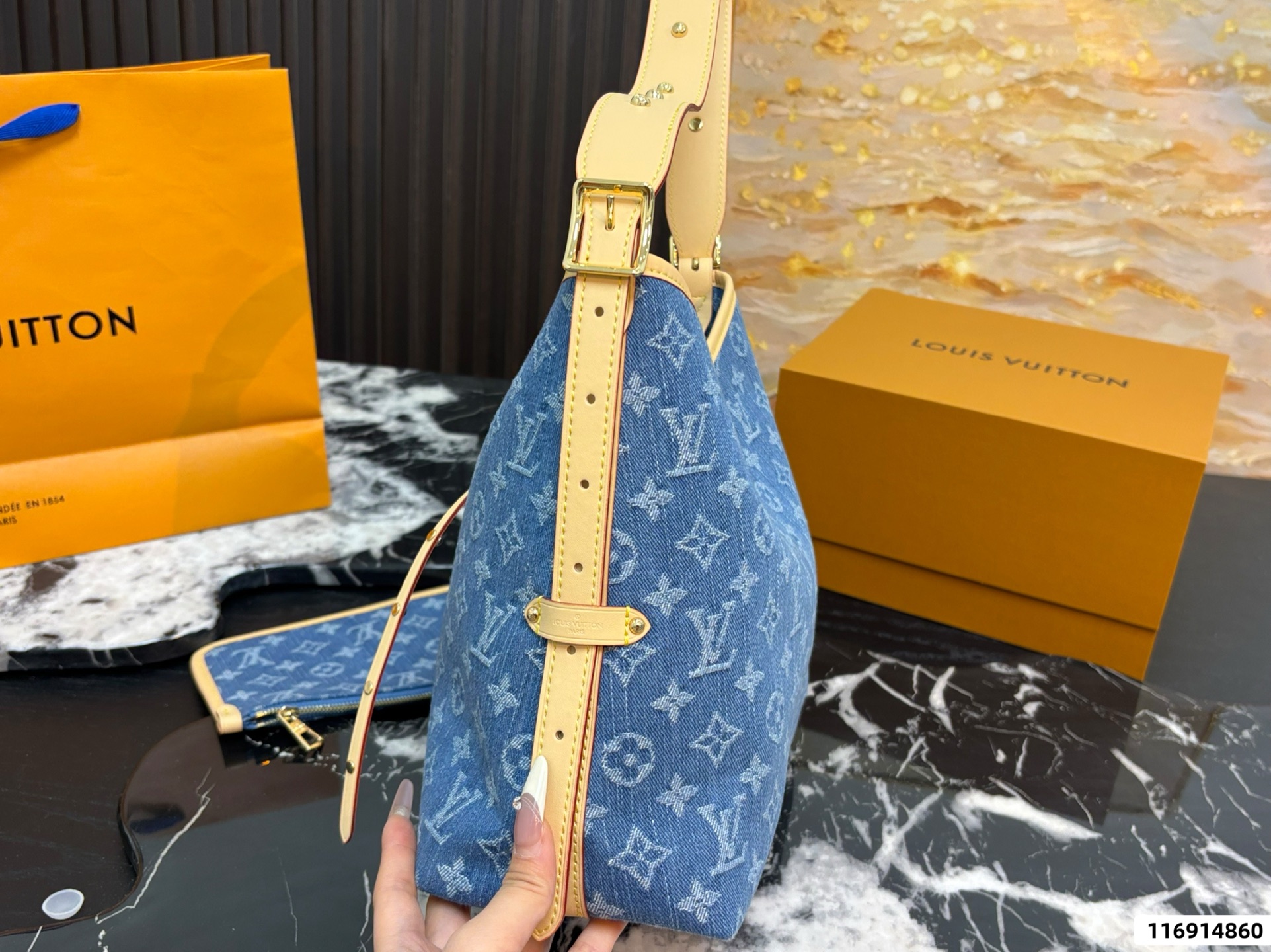 LV CarryAll MM Monogram Denim Bag - Image 7