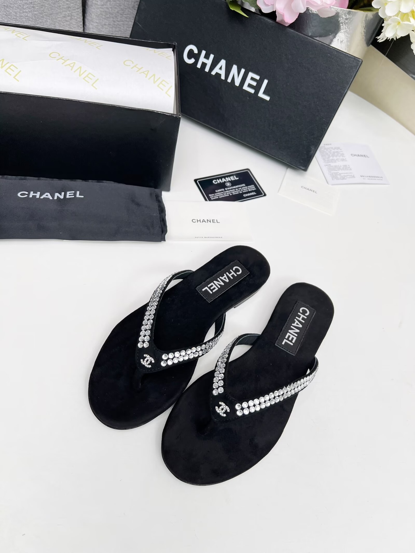 Chanel Velvet 25C Flip-flops - Image 3