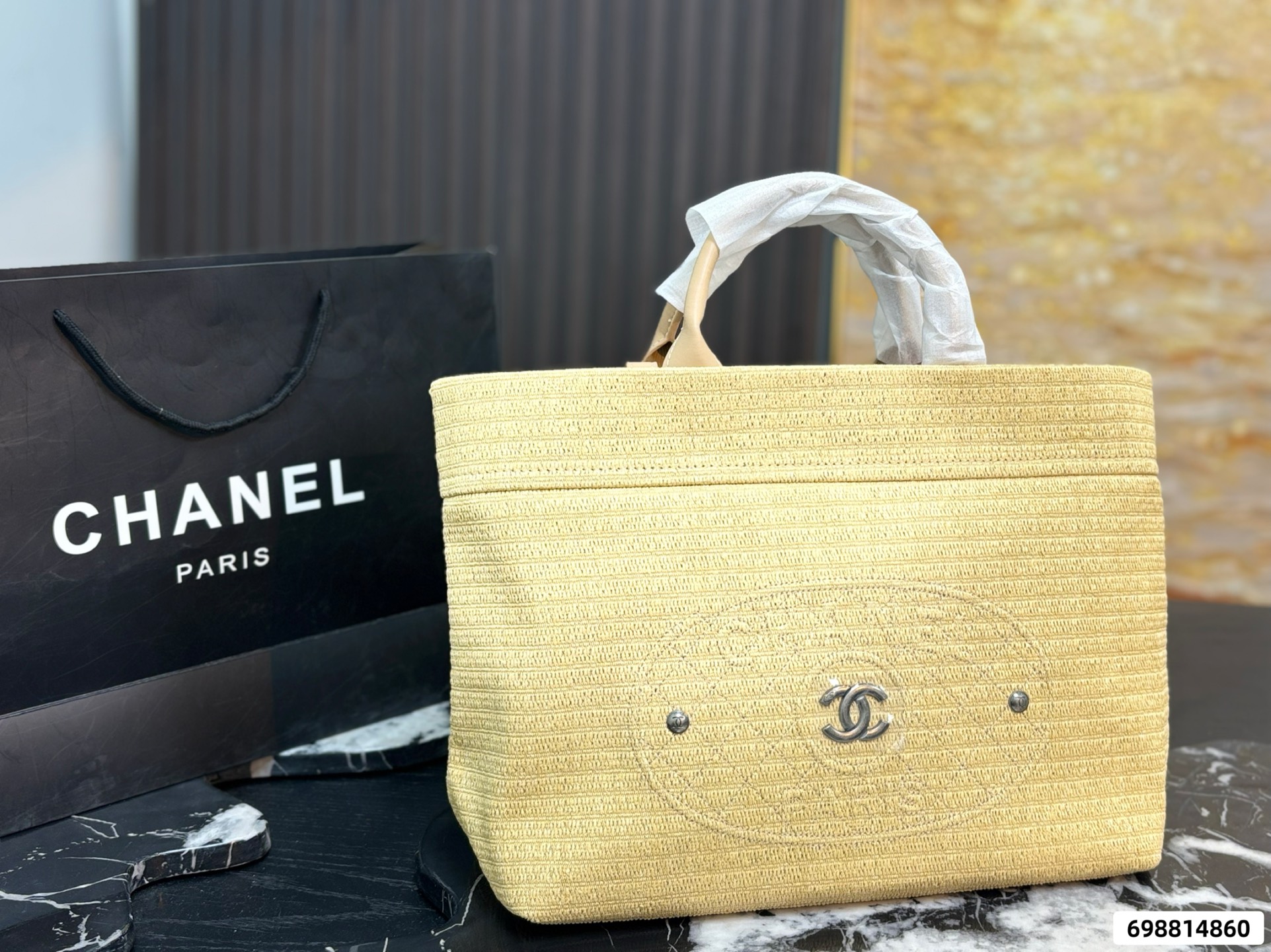 Chanel Straw Tote Bag - Image 1