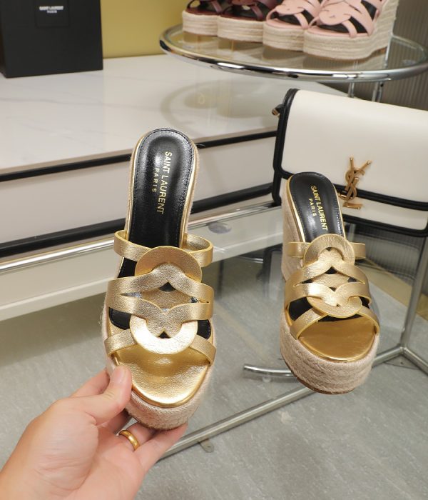 YSL Braided Wedge Sandals